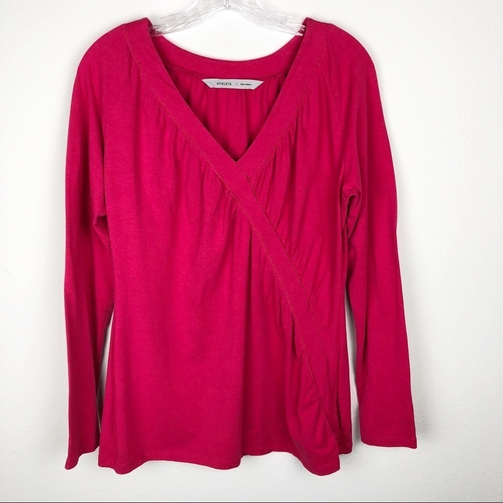 ATHLETA Pink V Neck Blouse​​​​​​
